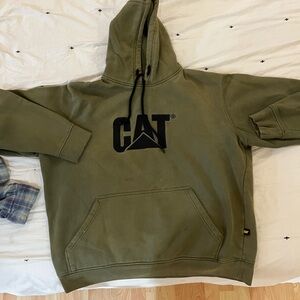 Caterpillar Army Green Hoodie with Black Logo